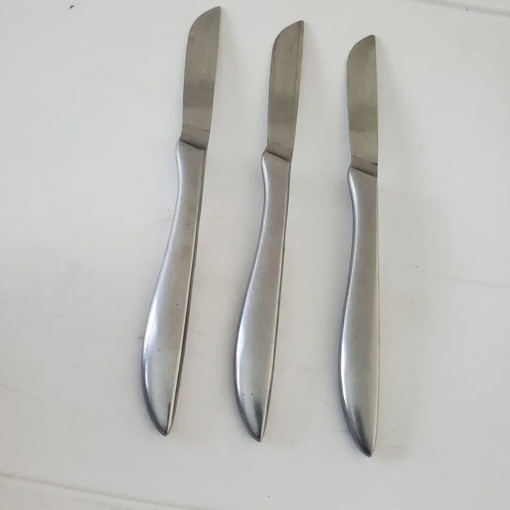 Vintage Stainless Steel Steak Knives Set of 3 Serrated Made in Japan Flatware